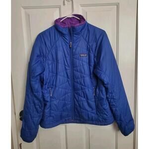 Patagonia Puffer Jacket Womens Medium Blue Diamond Quilt Primaloft Insulated